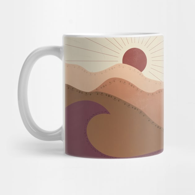 Waves and sun and mountains Bohemian Design no.2 by JDP Designs